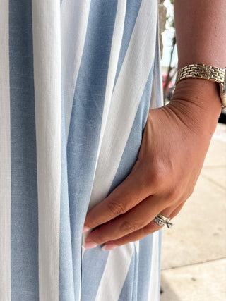Blue Striped Halter Maxi Dress - Modern Creek Boutique