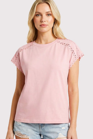 Blush Ric Rac Trimmed Tee - Modern Creek Boutique