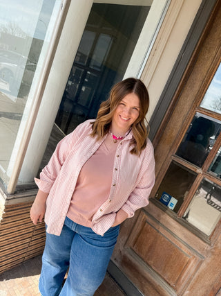 Blush V Neck Jersey Tee - Modern Creek Boutique