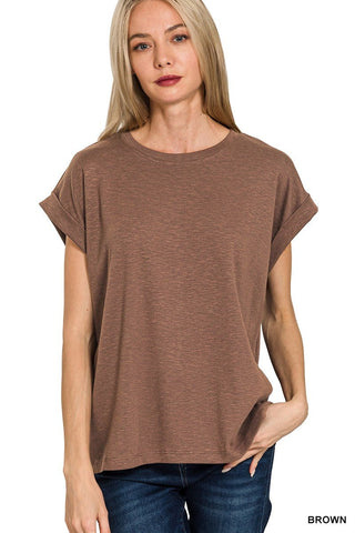 Brown Cotton Modal Short Sleeve - Modern Creek Boutique