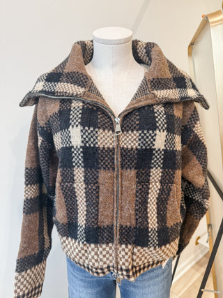 Brown Multi Pattern Fuzzy Jacket - Modern Creek Boutique