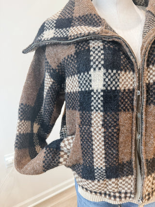 Brown Multi Pattern Fuzzy Jacket - Modern Creek Boutique