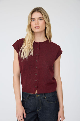 Burgundy Raw Edge Cardigan Vest - Modern Creek Boutique
