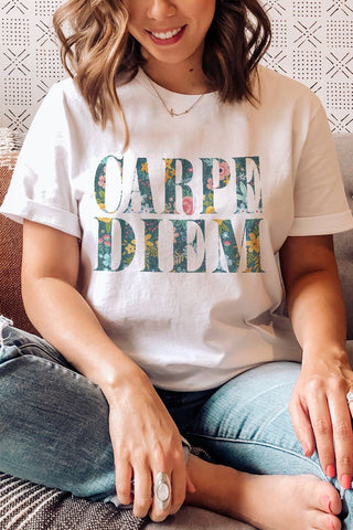 Carpe Diem Flower Graphic Tee - Modern Creek Boutique