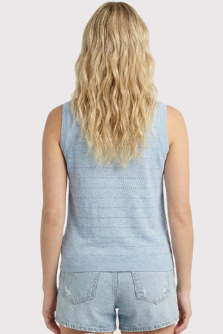 Chambray Pointelle Striped Lightweight Tank - Modern Creek Boutique