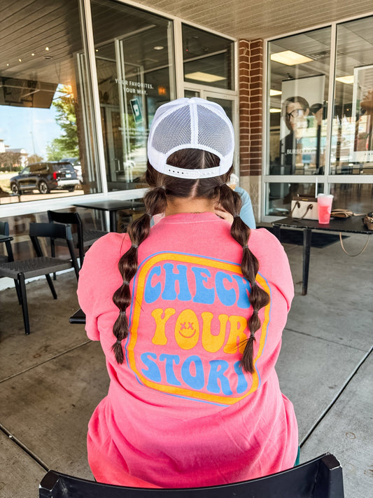 Check Your Story Coral Screen Tee - Modern Creek Boutique