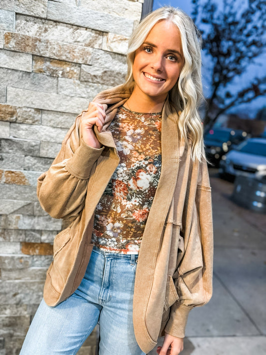 Chilly Morning Latte Hooded Cardigan - Modern Creek Boutique