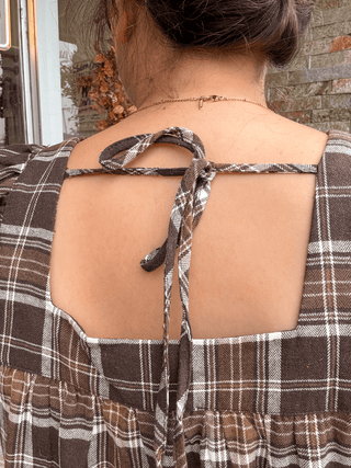 Chocolate Brown Plaid Mini Dress - Modern Creek Boutique