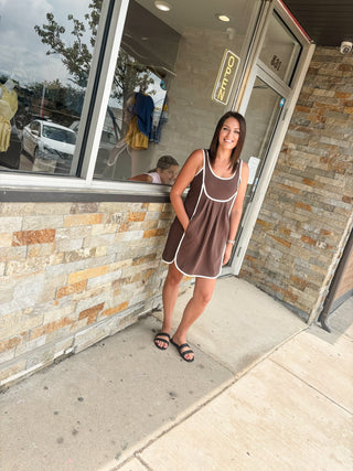 Chocolate Sleeveless Terry Mini Dress - Modern Creek Boutique