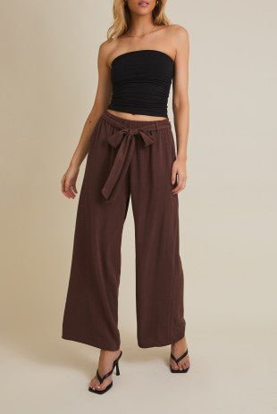 Chocolate Wide Leg Tie Pants - Modern Creek Boutique