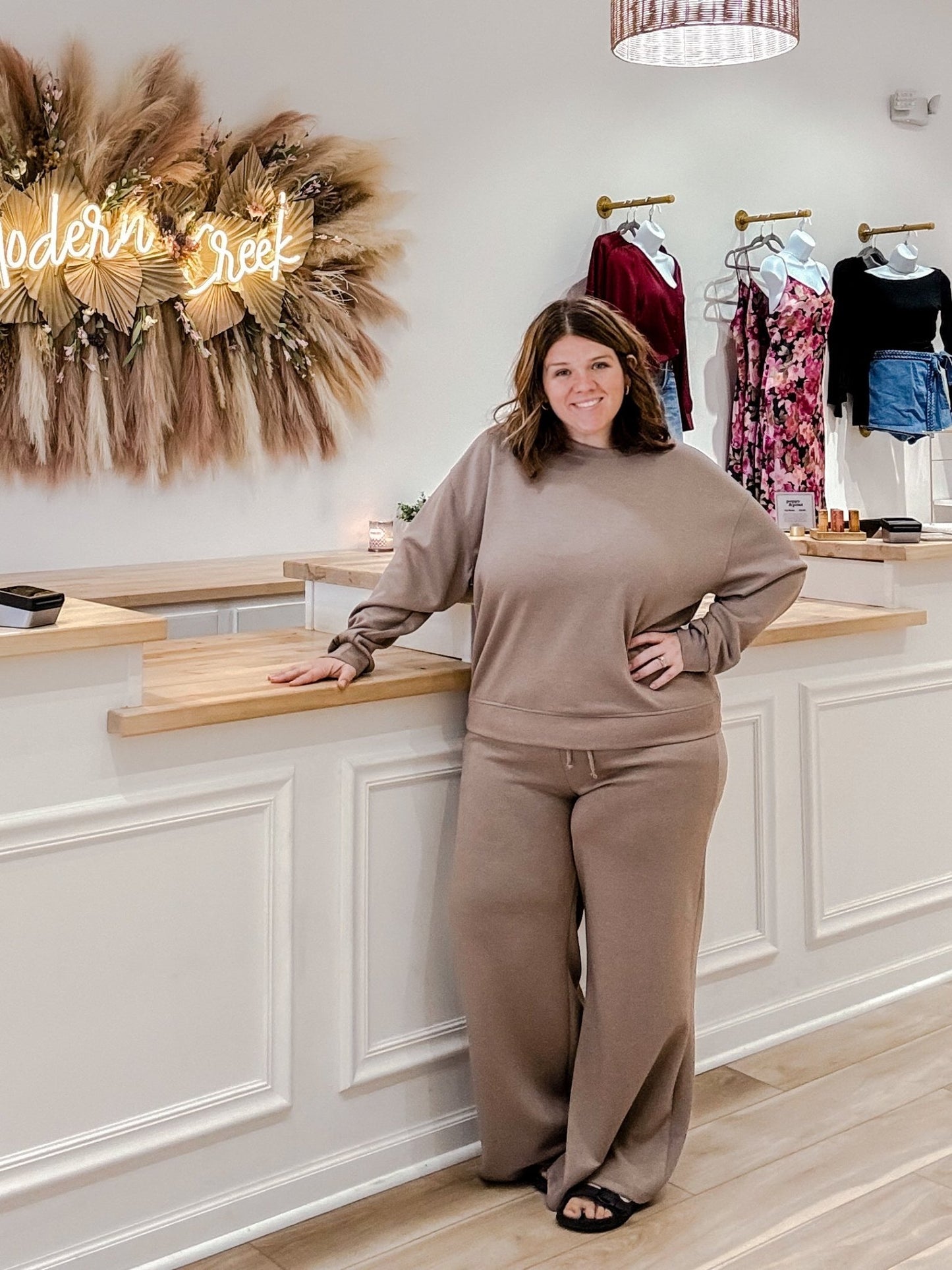 Cocoa Plus Scuba Crewneck Lounge Set - Modern Creek Boutique