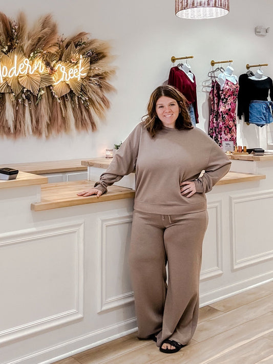Cocoa Plus Scuba Crewneck Lounge Set - Modern Creek Boutique