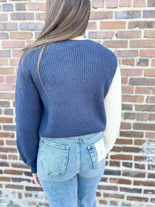 Cozy & Free Navy Contrast Sweater - Modern Creek Boutique