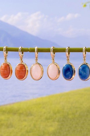 Cream Quartz Oval Drop Earring - Modern Creek Boutique