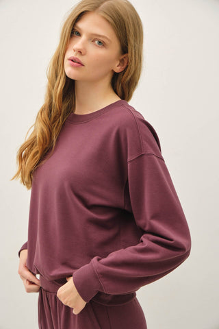 Dark Burgundy Cropped Sweatshirt - Modern Creek Boutique