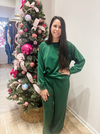 Dark Green Plus Scuba Crewneck Lounge Set - Modern Creek Boutique
