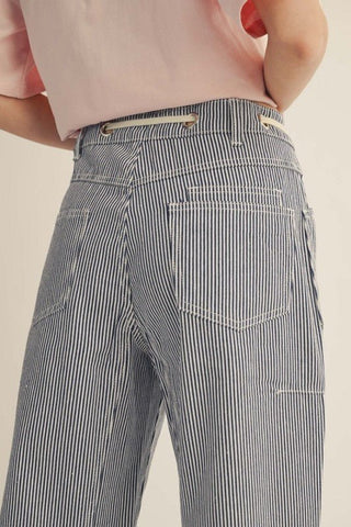 Denim Pinstripe Barrel Pants - Modern Creek Boutique