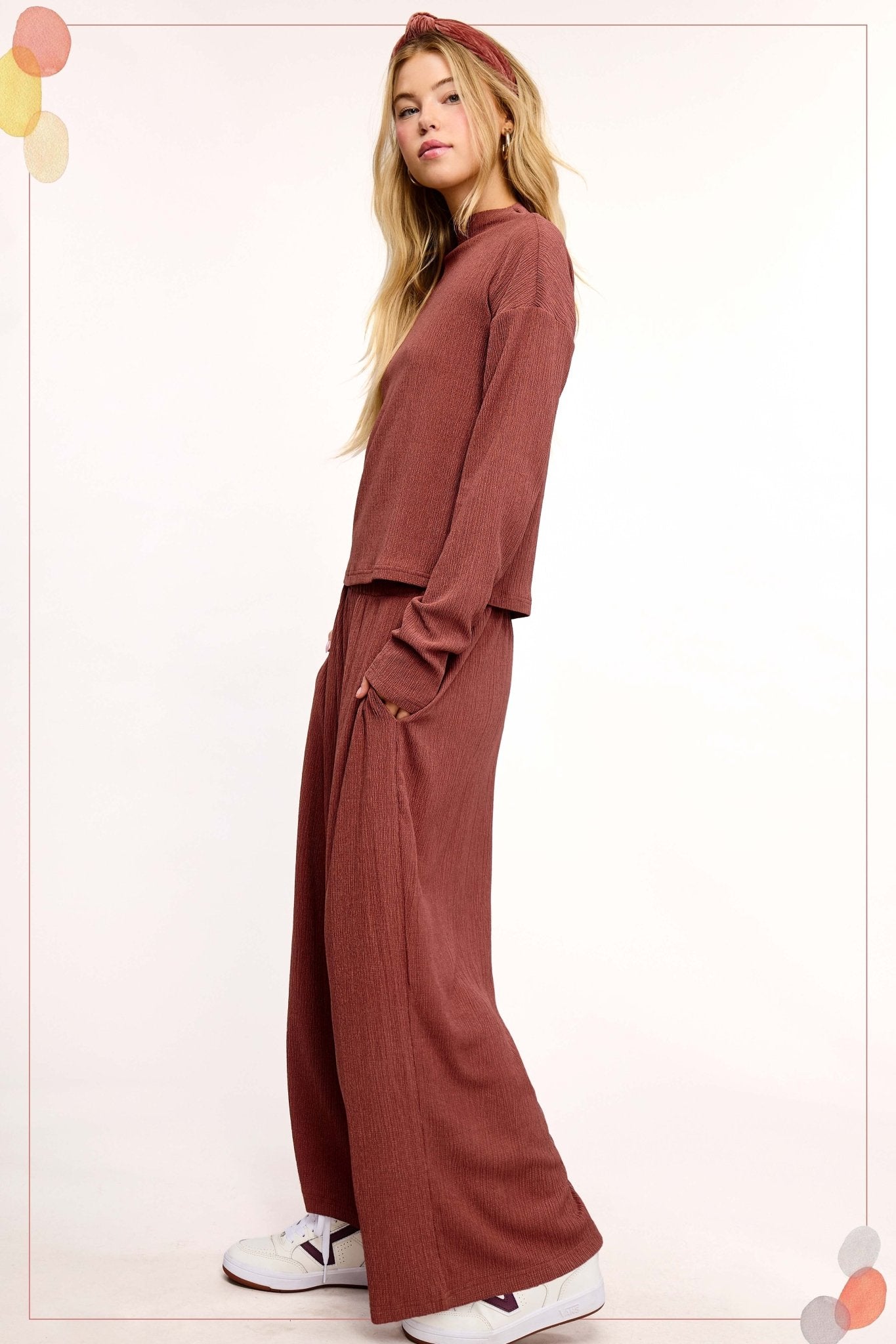 Dried Rose Crinkled Lounge Set - Modern Creek Boutique