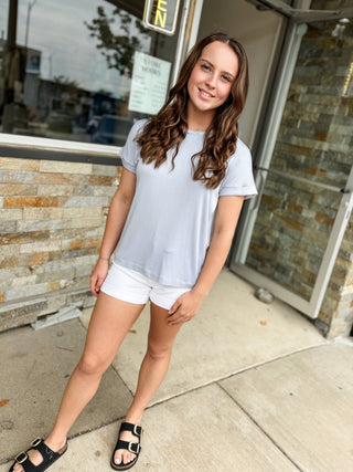 Dusty Blue Modal Basic Tee - Modern Creek Boutique