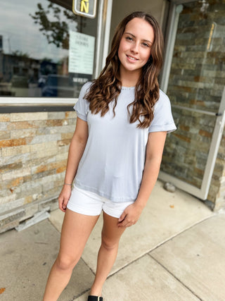 Dusty Blue Modal Basic Tee - Modern Creek Boutique
