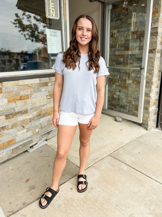 Dusty Blue Modal Basic Tee - Modern Creek Boutique