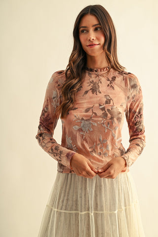 Dusty Rose Velvet Burnout Blouse - Modern Creek Boutique