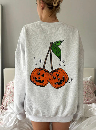 Embroidered Pumpkin Cherries Sweatshirt - Modern Creek Boutique