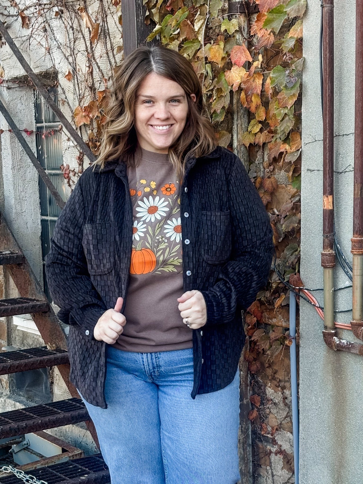 Fall Pumpkin Floral Comfort Colors Tee - Modern Creek Boutique