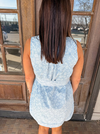 Floral Chambray Denim Shirt Dress - Modern Creek Boutique