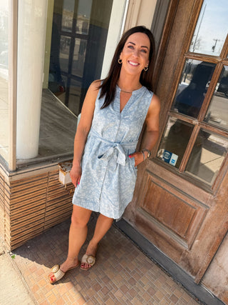 Floral Chambray Denim Shirt Dress - Modern Creek Boutique