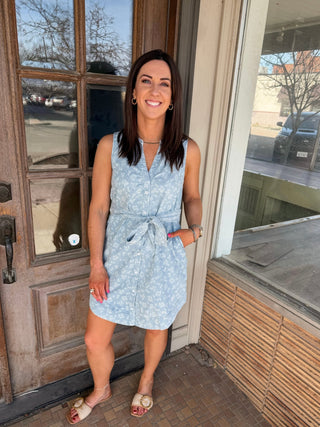 shorts to wear under short dresses Floral Chambray Denim Shirt Dress – Modern Creek Boutique
