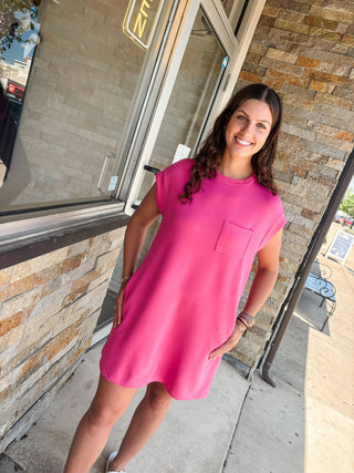 Fuschia Crew Neck Modal Mini Dress - Modern Creek Boutique