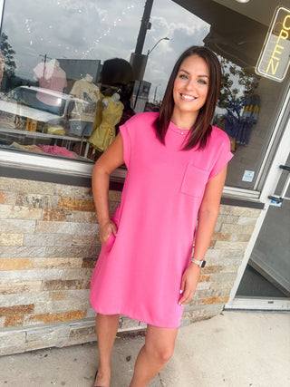 Fuschia Crew Neck Modal Mini Dress - Modern Creek Boutique