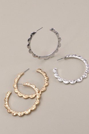 Geometric Edged Hoop Earrings - Modern Creek Boutique