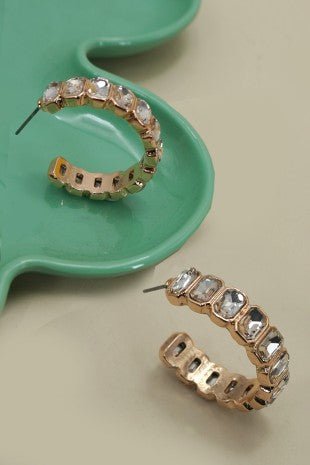 Gold Baguette Hoop Earring - Modern Creek Boutique