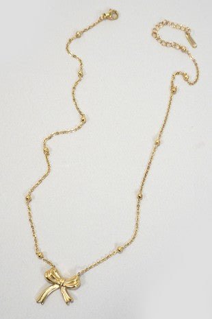 Gold Bow Pendant Necklace - Modern Creek Boutique
