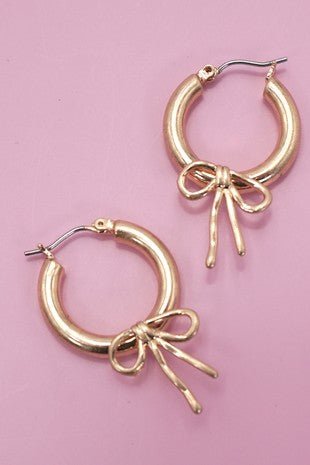 Gold Bow Puffy Hoops - Modern Creek Boutique