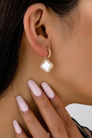 Gold Clover Drop Hoop Earring - Modern Creek Boutique