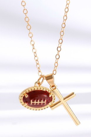 Gold Football Cross Necklace - Modern Creek Boutique