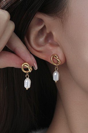 Gold Free Pearl Drop Earring - Modern Creek Boutique