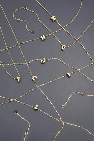 Gold Mini Personalized Bubble Initial Necklace - Modern Creek Boutique