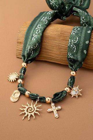 Gold Multi Charm Scarf Necklace - Modern Creek Boutique