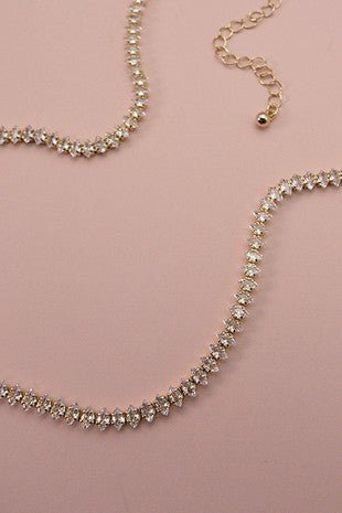 Gold Navette Rhinestone Necklace - Modern Creek Boutique