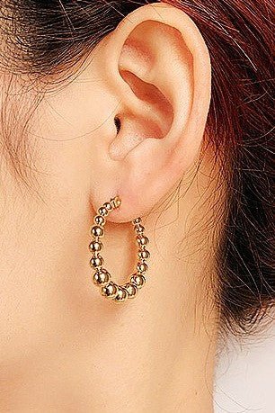 Gold Puffy Ball Chain Huggie Earring - Modern Creek Boutique