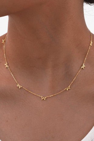 Gold Station Bow Necklace - Modern Creek Boutique
