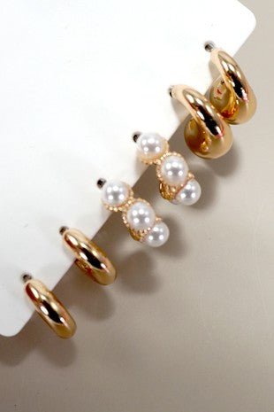 Gold Trio Crystal Drop Earring Set - Modern Creek Boutique