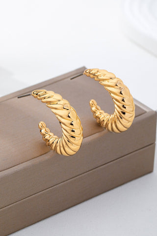 Gold Vintage Ribbed Hoop Earring - Modern Creek Boutique