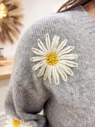 Grey Daisy Floral Cardigan - Modern Creek Boutique