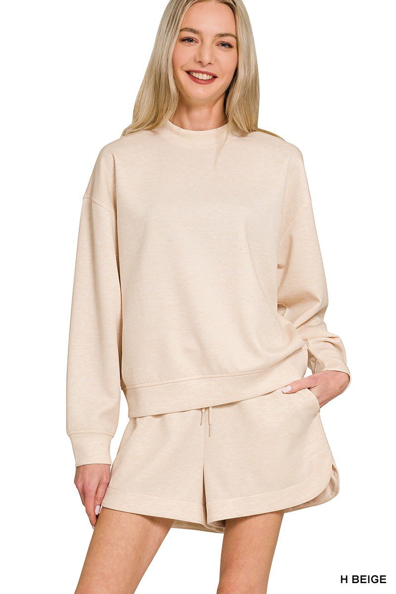 Heather Beige Scuba Short Set - Modern Creek Boutique