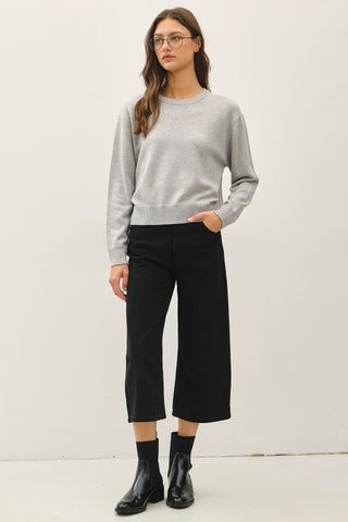 Heather Grey Crewneck Long Sleeve Sweater - Modern Creek Boutique